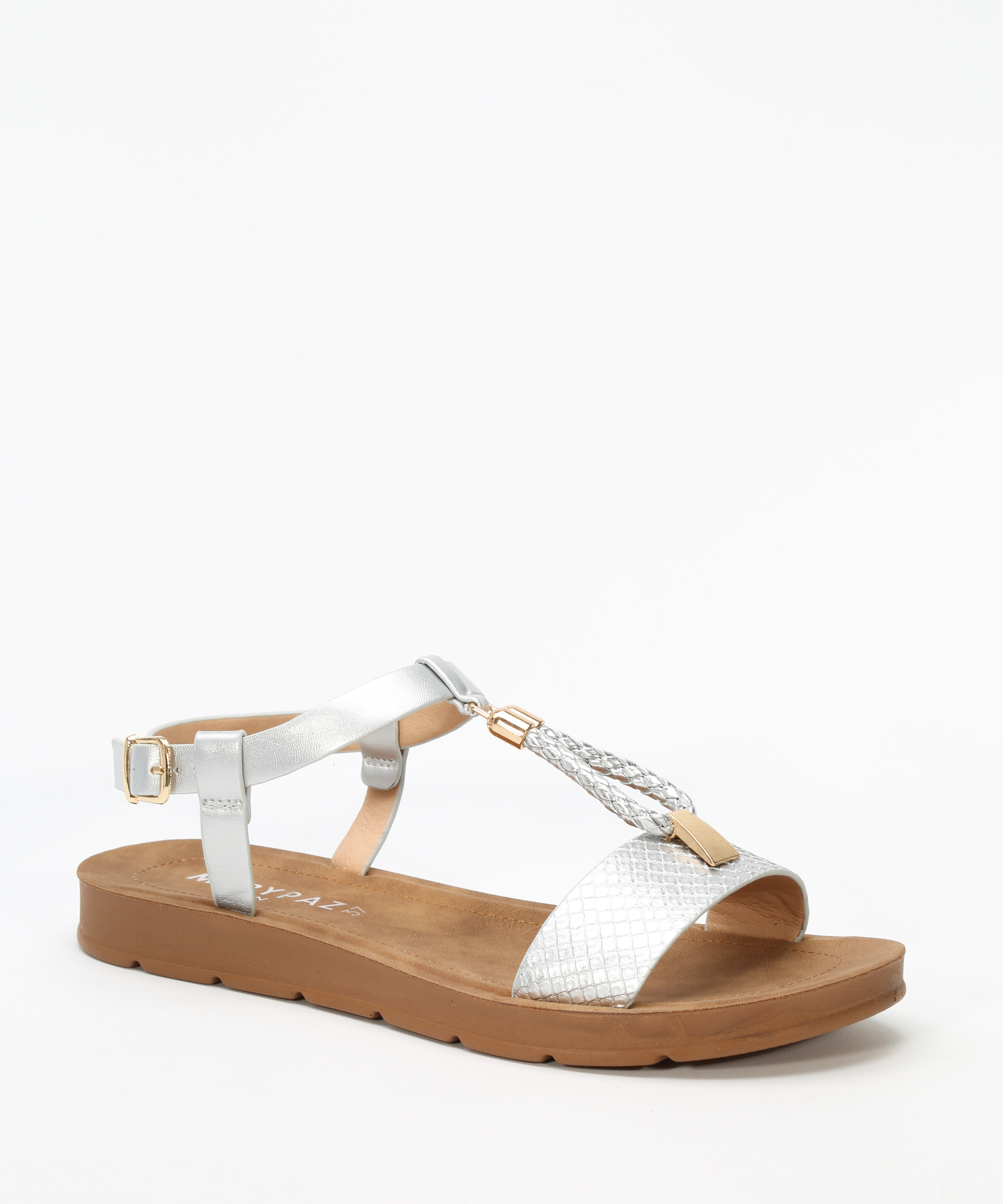 Sandalias planas adorno metálico
